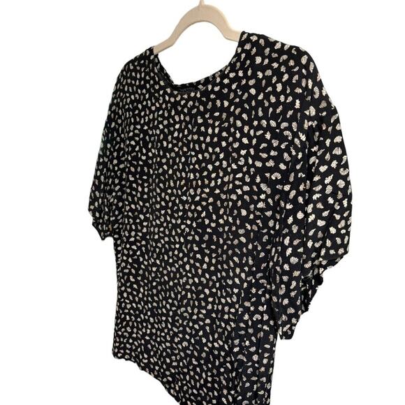 VTG TAPESTRY DESIGNS Short Sleeve Seashell Print Boxy Blouse in Black SZ 8 - Picture 4 of 9